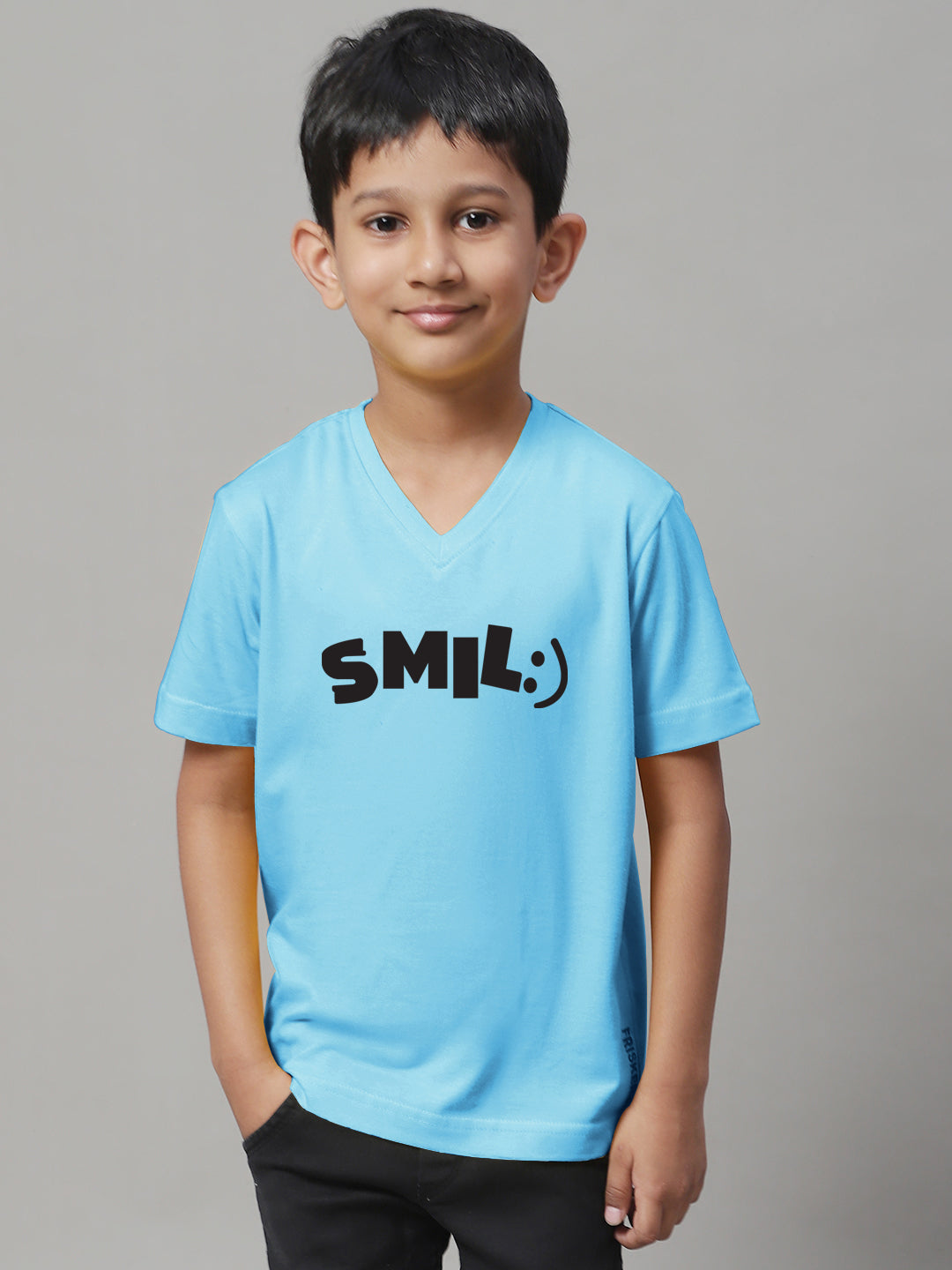 Boys Smile Half Sleeves Printed T-Shirt - Friskers