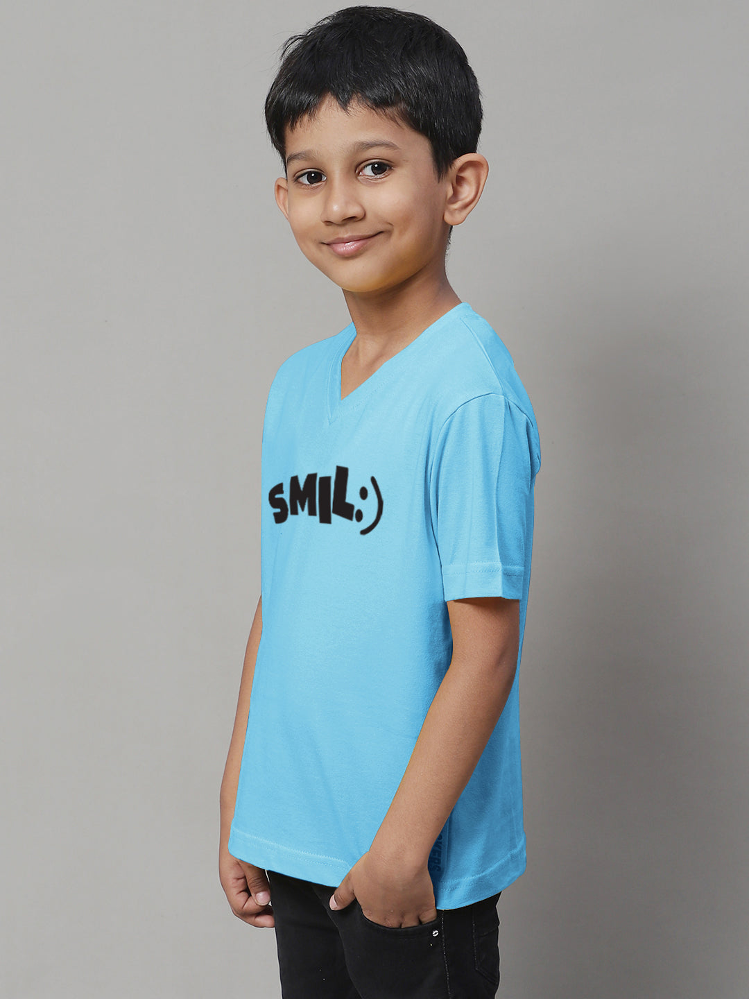 Boys Smile Half Sleeves Printed T-Shirt - Friskers