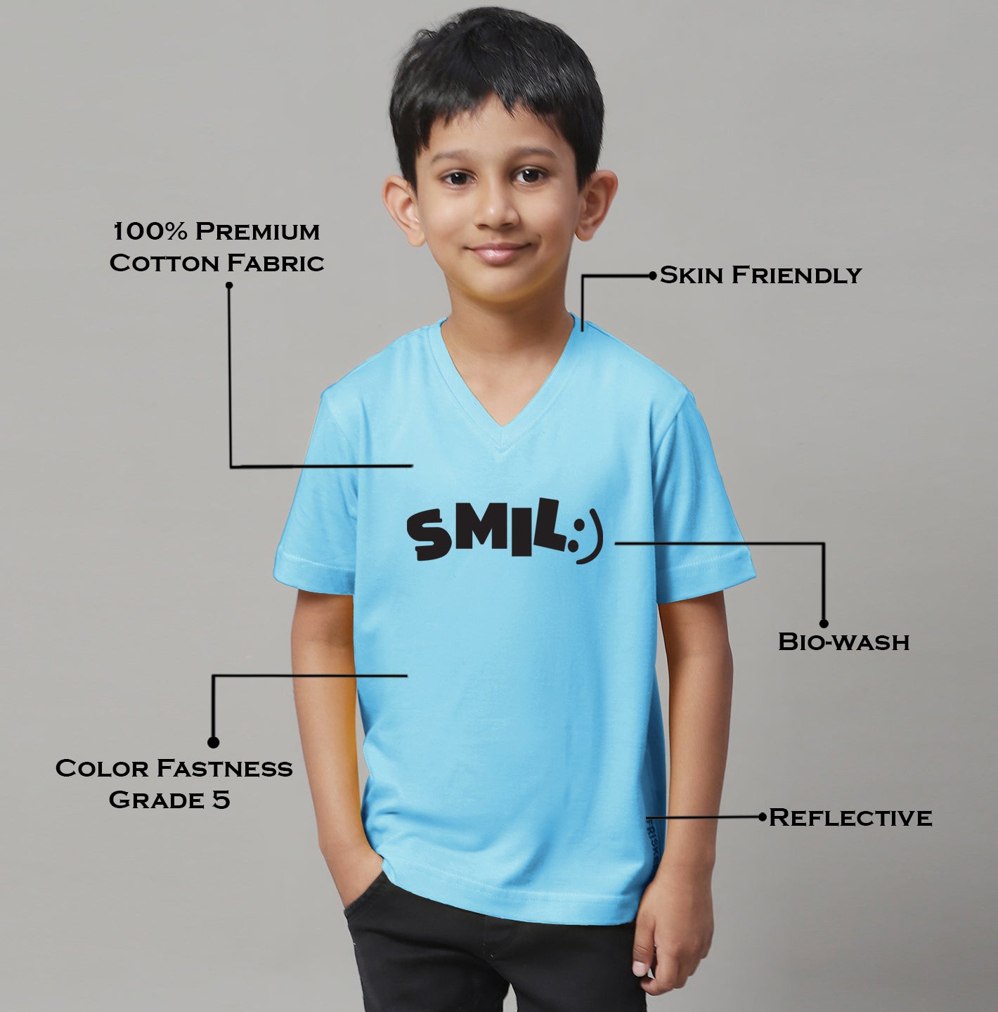 Boys Smile Half Sleeves Printed T-Shirt - Friskers