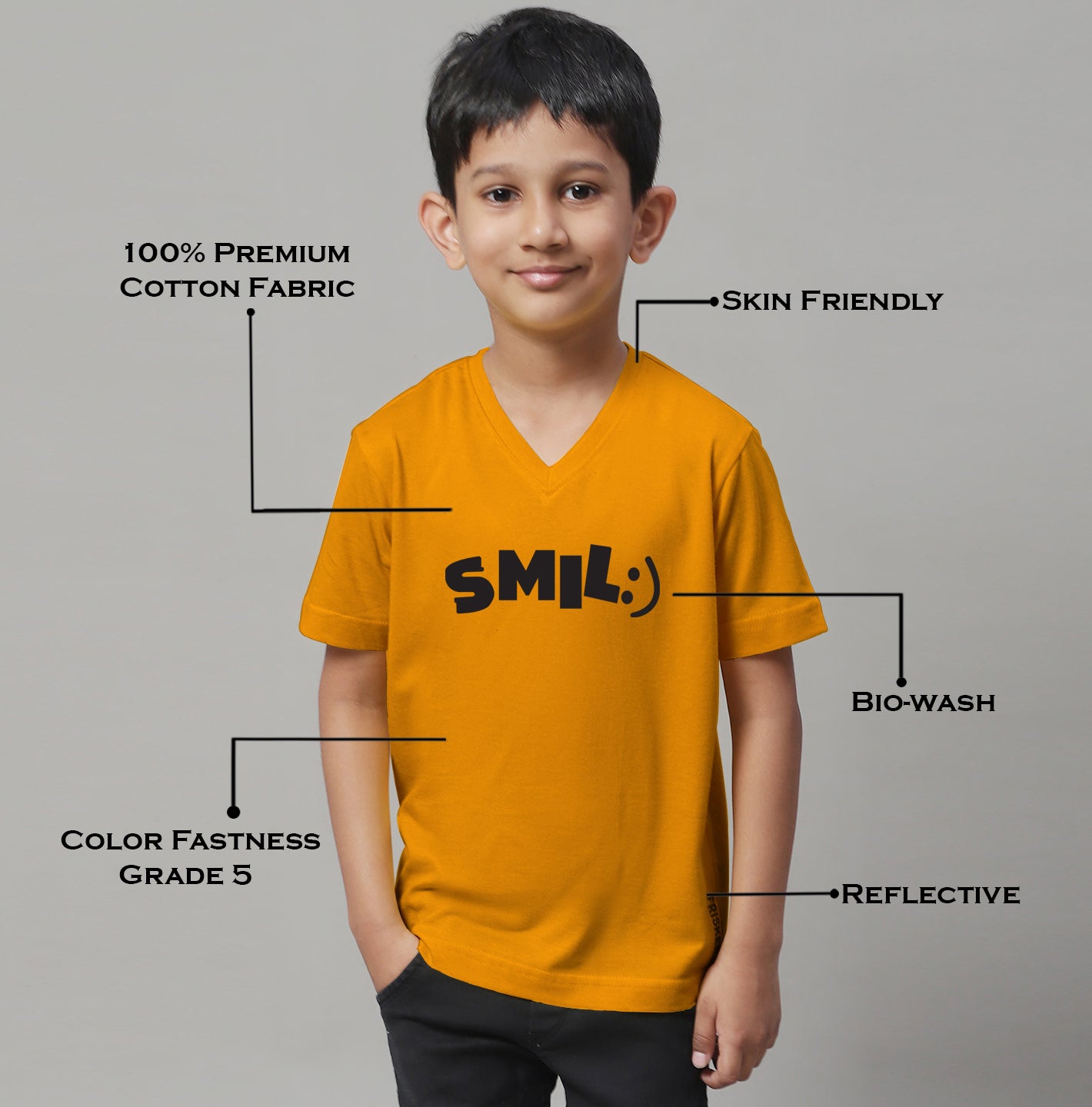 Boys Smile Half Sleeves Printed T-Shirt - Friskers