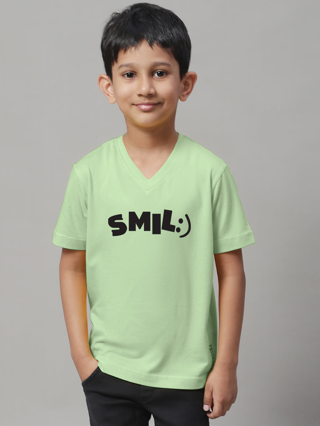 Boys Smile Half Sleeves Printed T-Shirt - Friskers