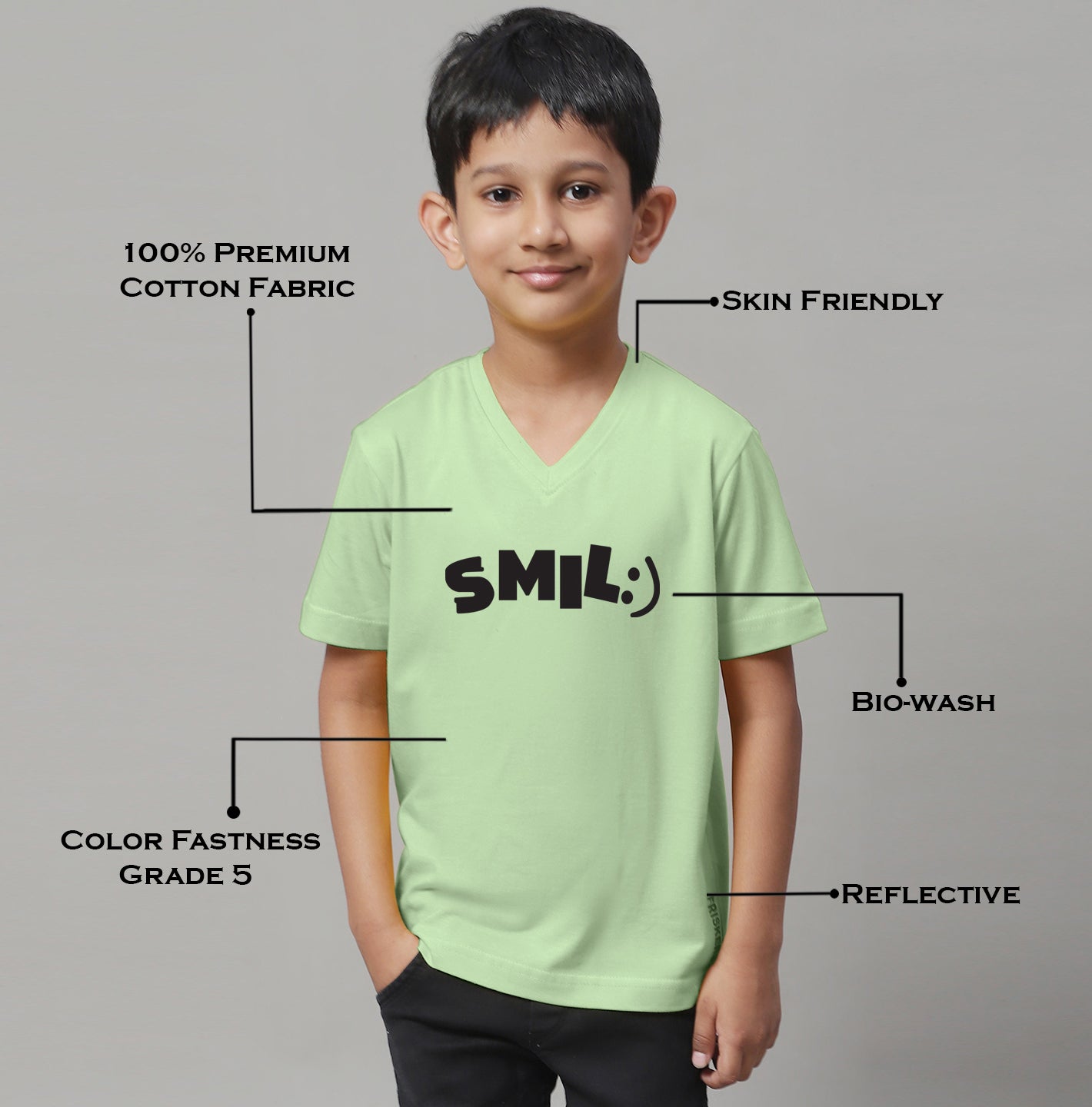 Boys Smile Half Sleeves Printed T-Shirt - Friskers