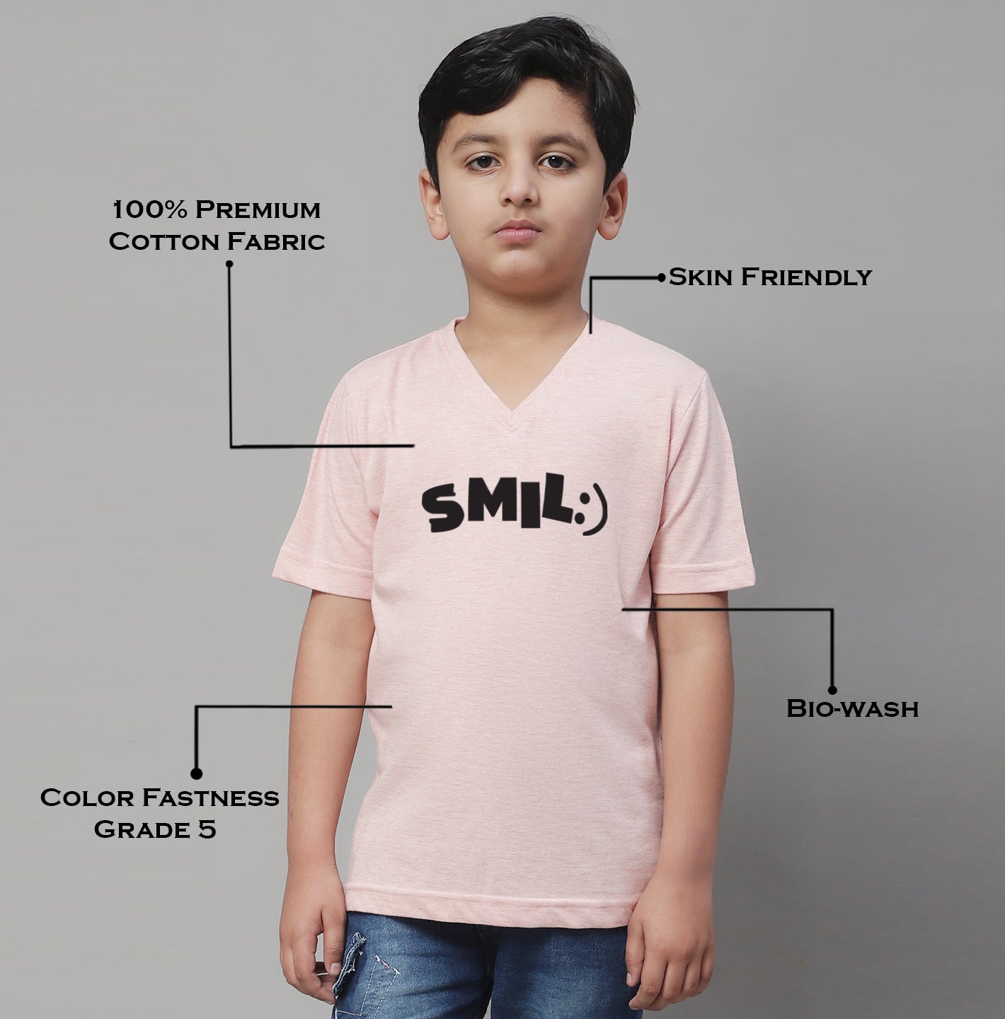 Boys Smile Half Sleeves Printed T-Shirt - Friskers