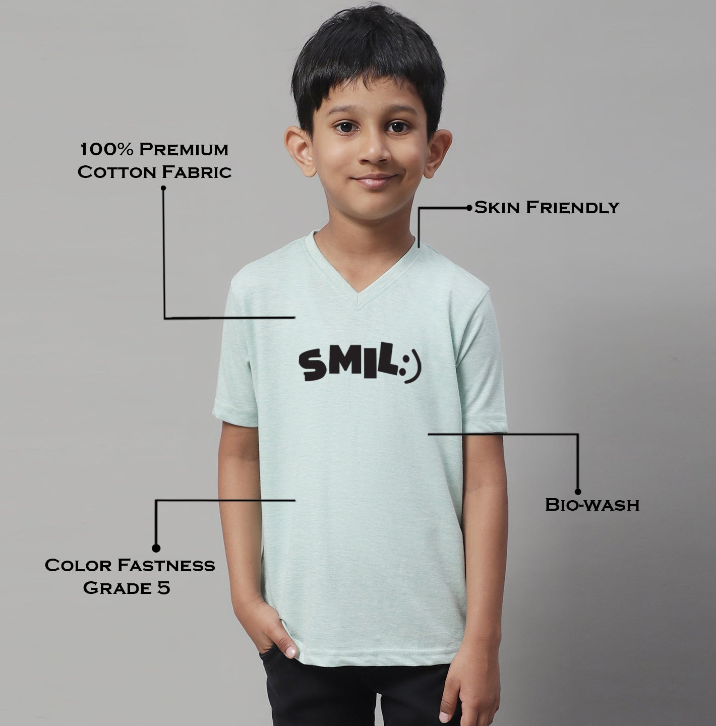 Boys Smile Half Sleeves Printed T-Shirt - Friskers