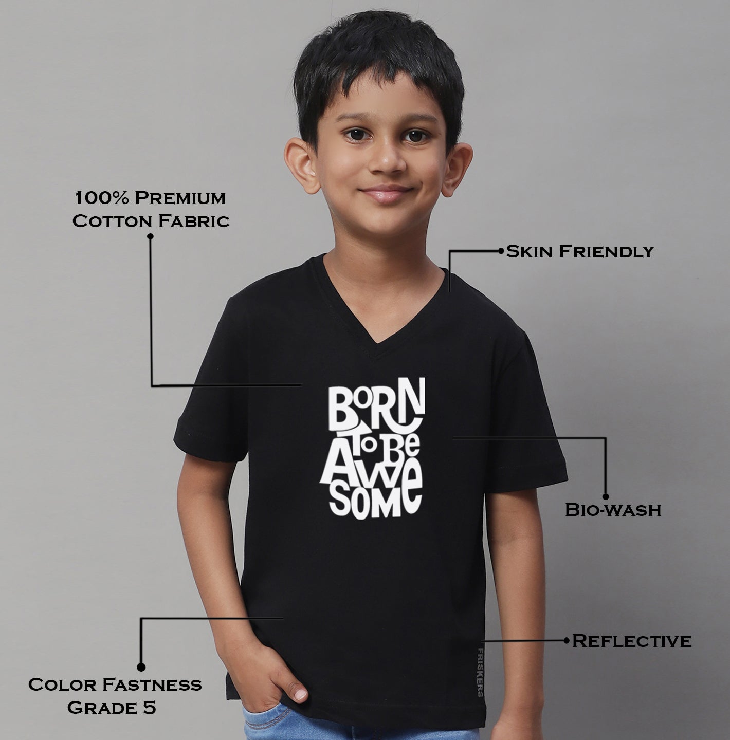 Boys Born To Be Awesome Half Sleeves Printed T-Shirt - Friskers