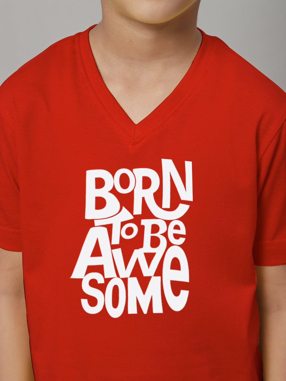 Boys Born To Be Awesome Half Sleeves Printed T-Shirt - Friskers