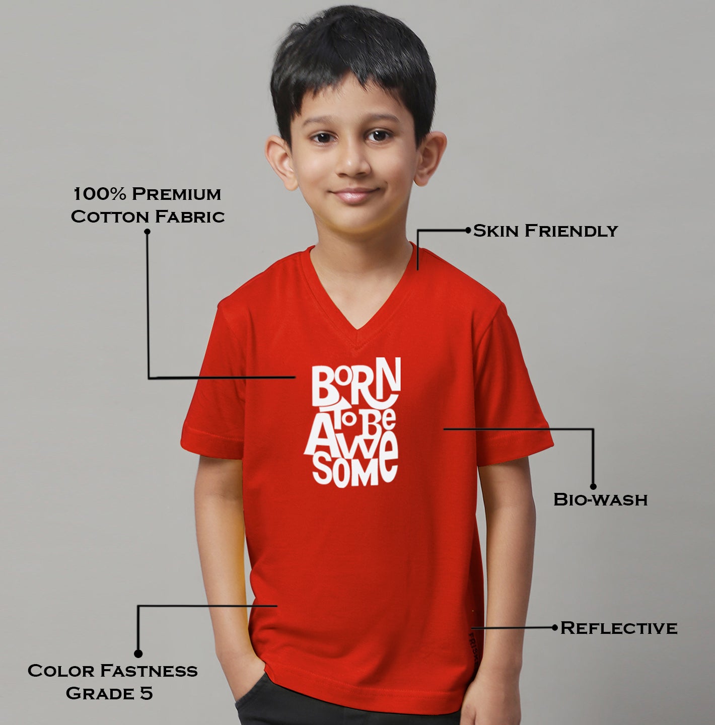 Boys Born To Be Awesome Half Sleeves Printed T-Shirt - Friskers