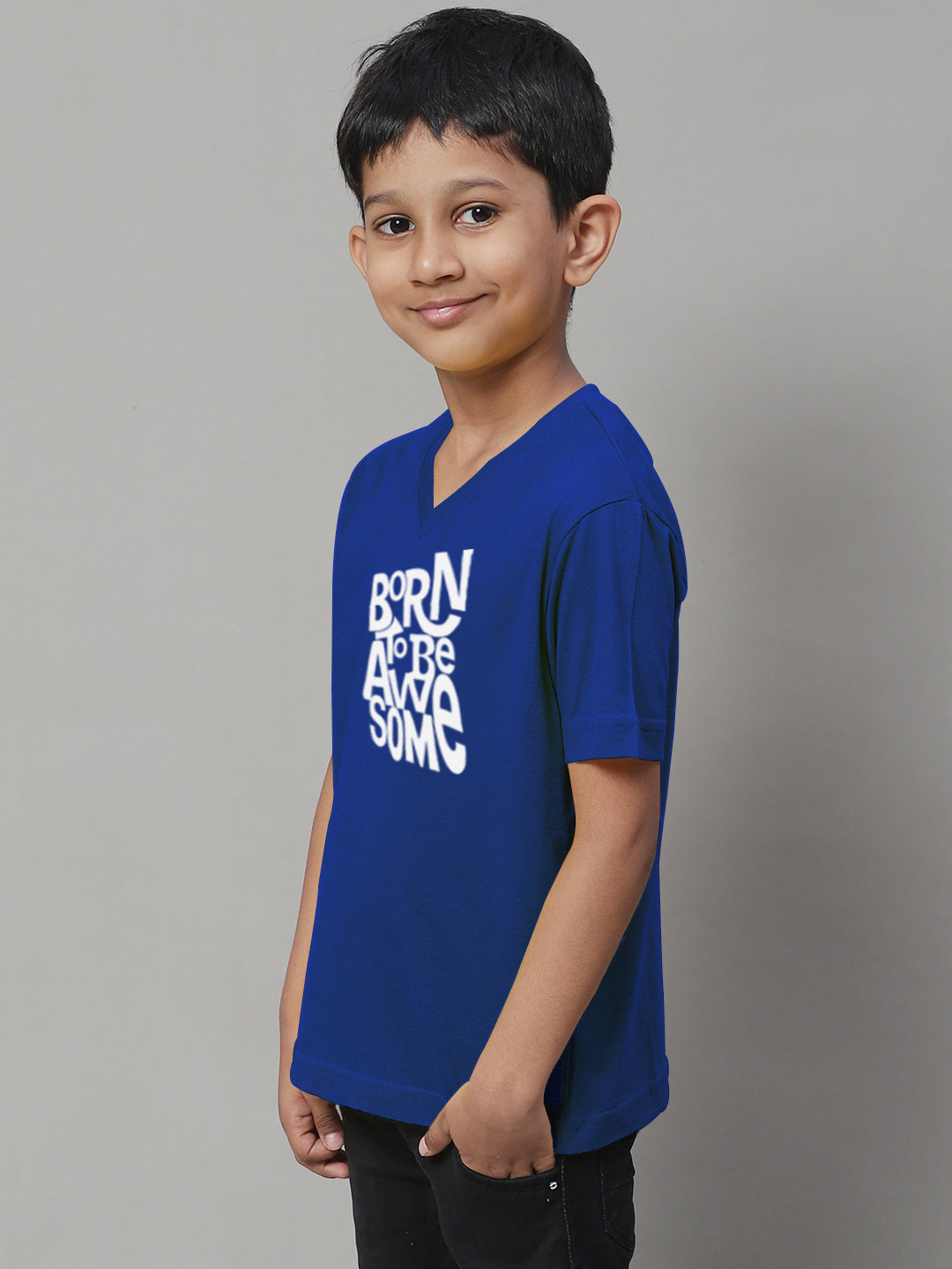 Boys Born To Be Awesome Half Sleeves Printed T-Shirt - Friskers