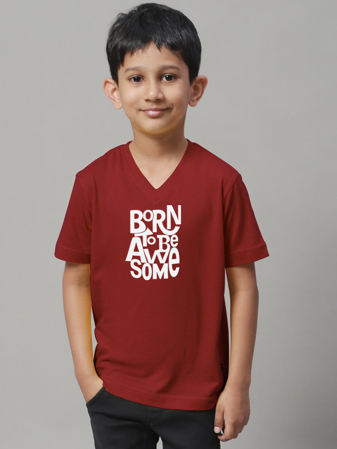 Boys Born To Be Awesome Half Sleeves Printed T-Shirt - Friskers