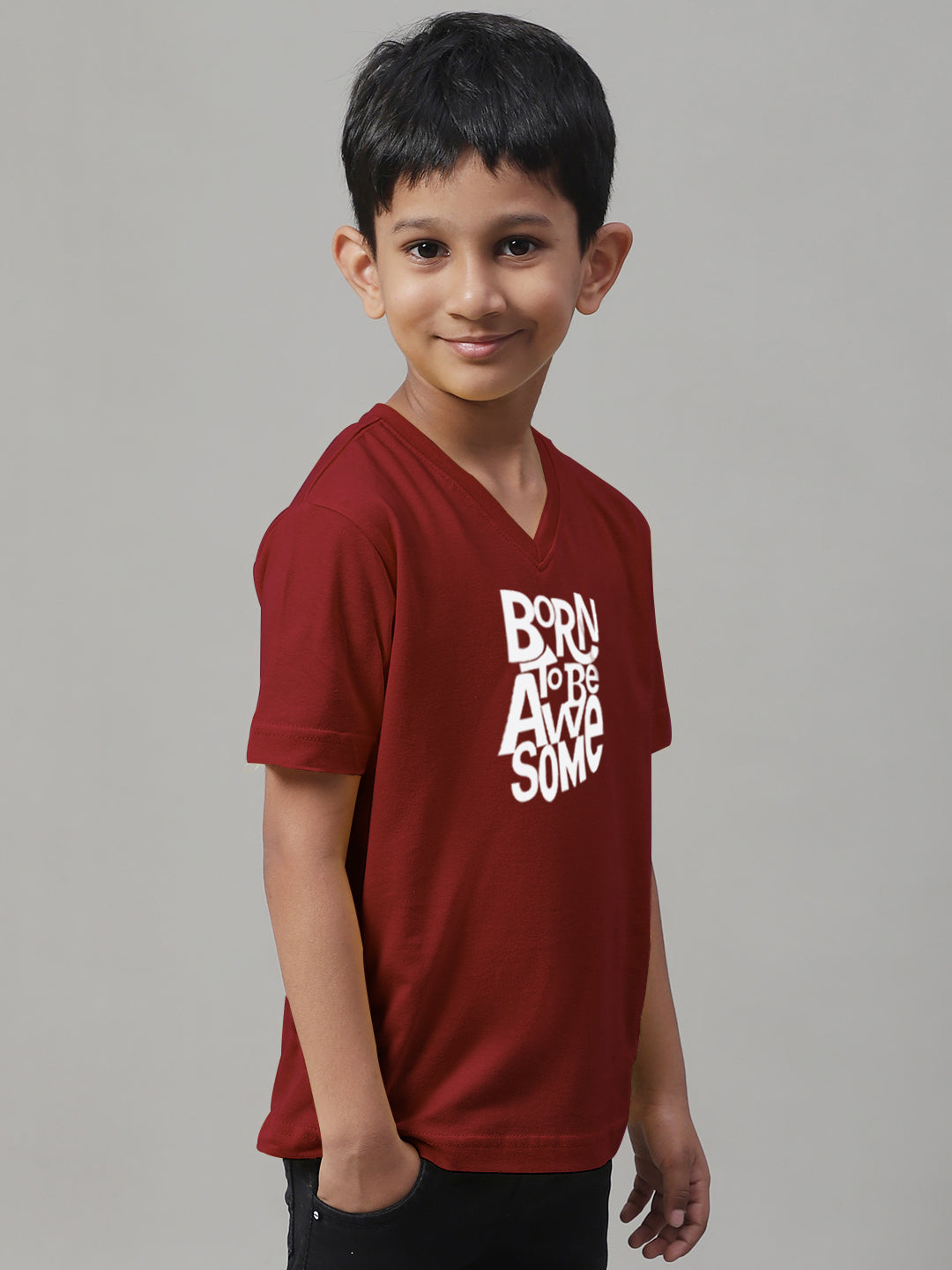 Boys Born To Be Awesome Half Sleeves Printed T-Shirt - Friskers