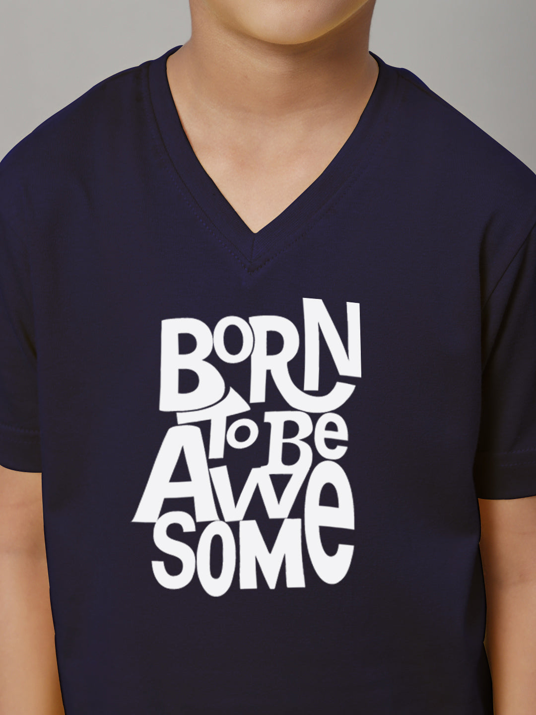 Boys Born To Be Awesome Half Sleeves Printed T-Shirt - Friskers