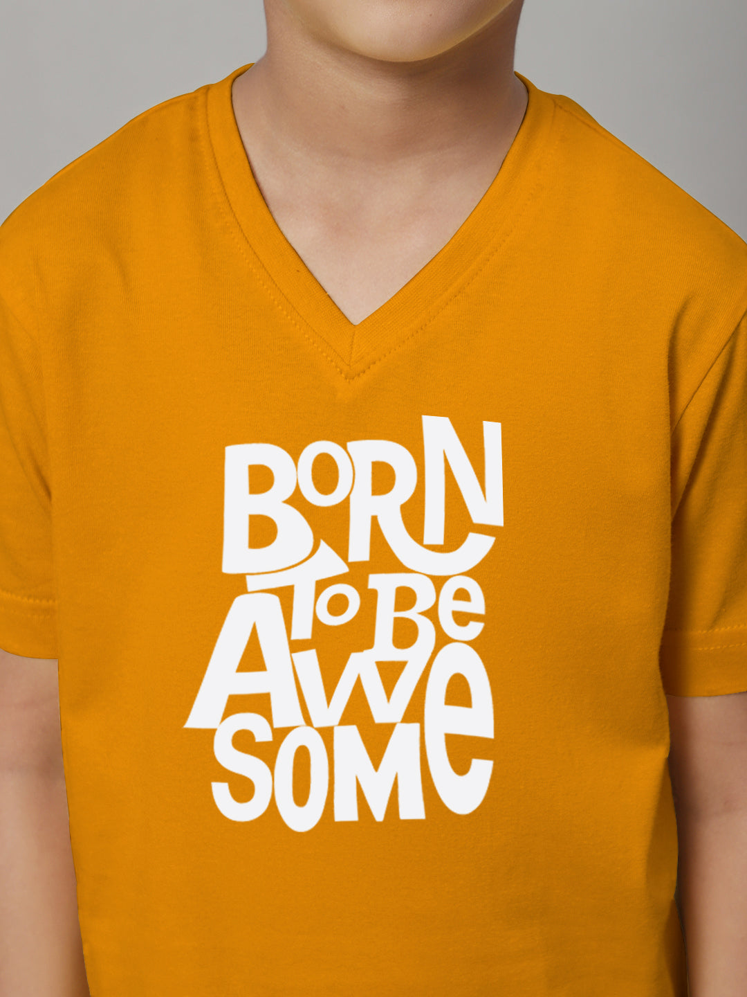 Boys Born To Be Awesome Half Sleeves Printed T-Shirt - Friskers