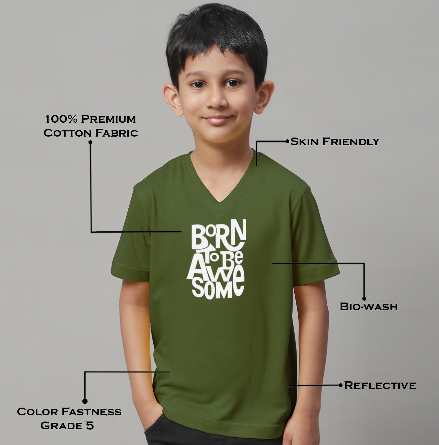 Boys Born To Be Awesome Half Sleeves Printed T-Shirt - Friskers