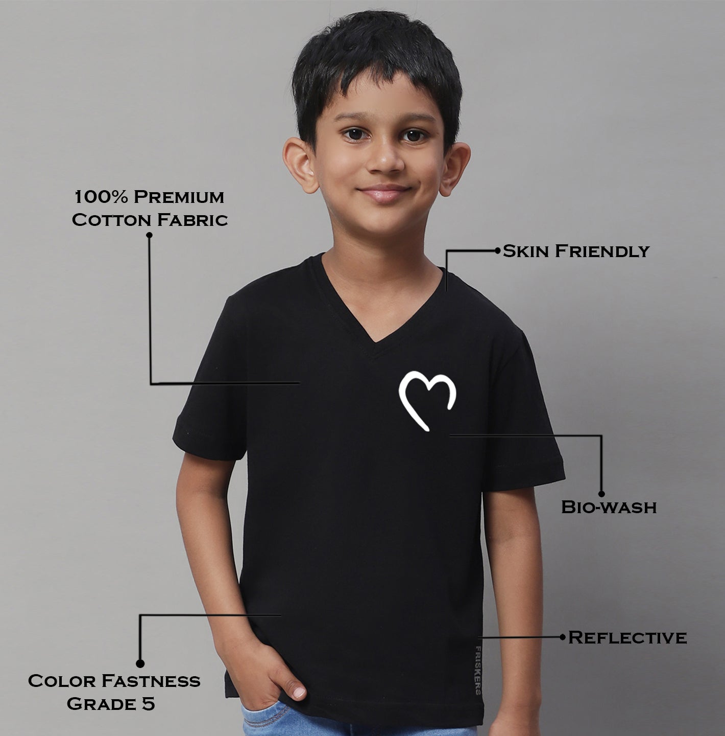 Boys Heart Half Sleeves Printed T-Shirt - Friskers