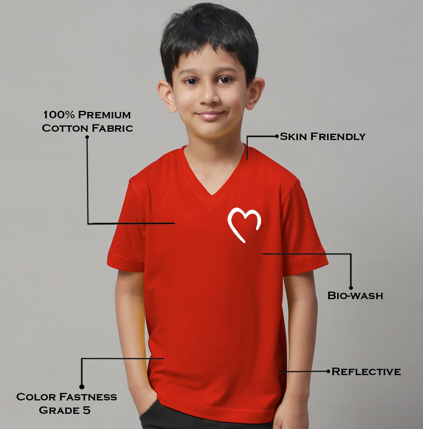 Boys Heart Half Sleeves Printed T-Shirt - Friskers