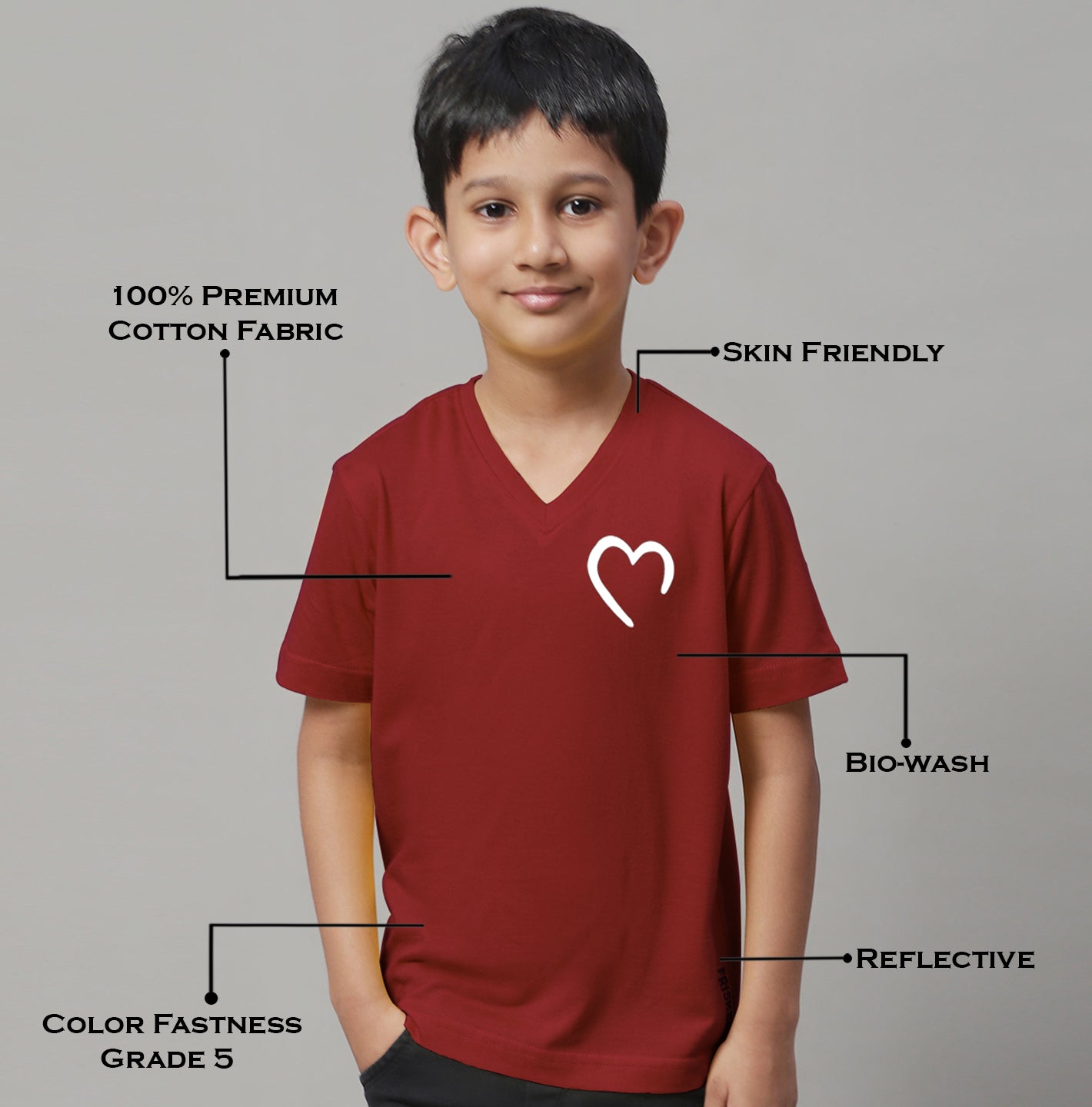 Boys Heart Half Sleeves Printed T-Shirt - Friskers