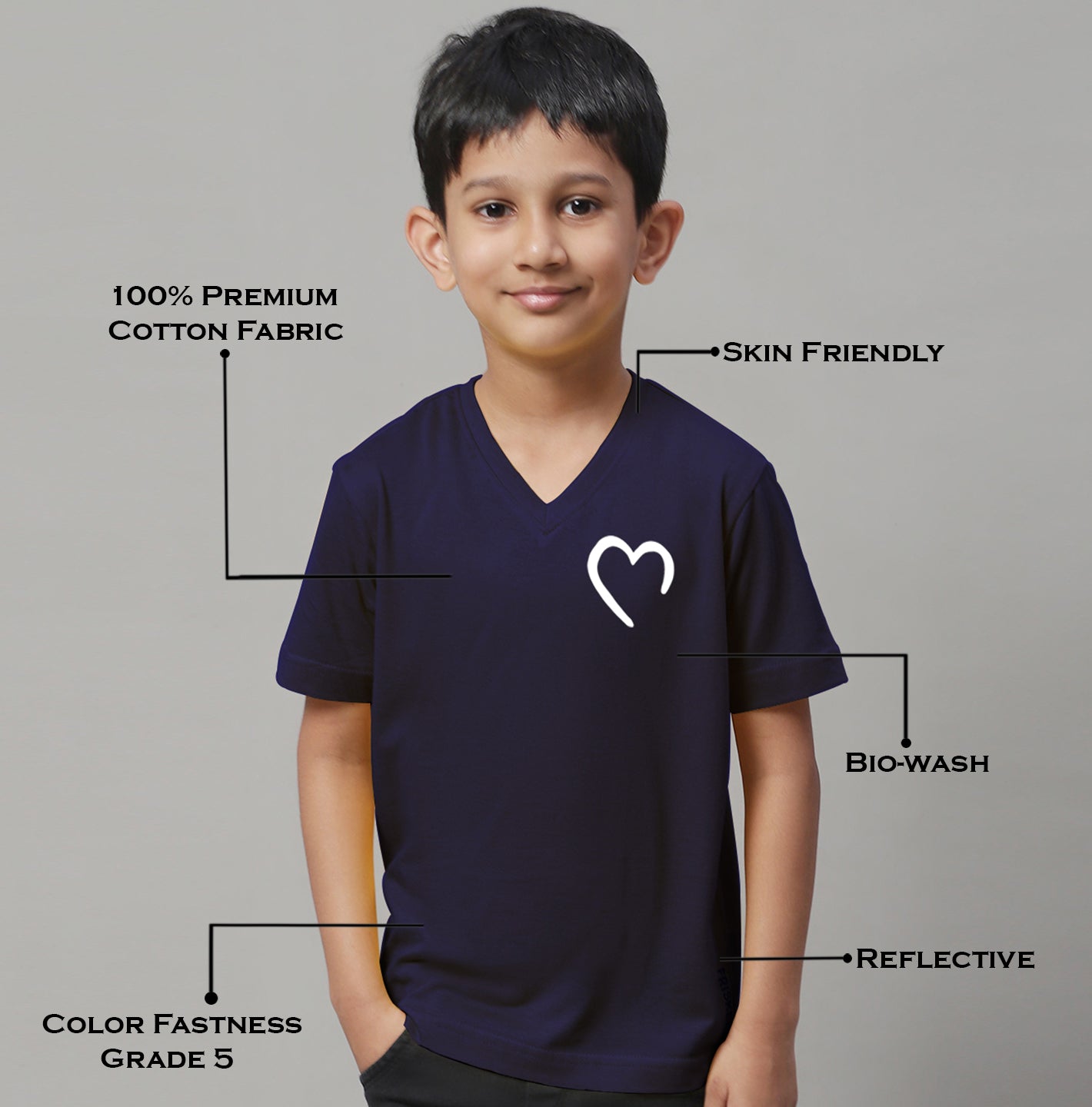 Boys Heart Half Sleeves Printed T-Shirt - Friskers