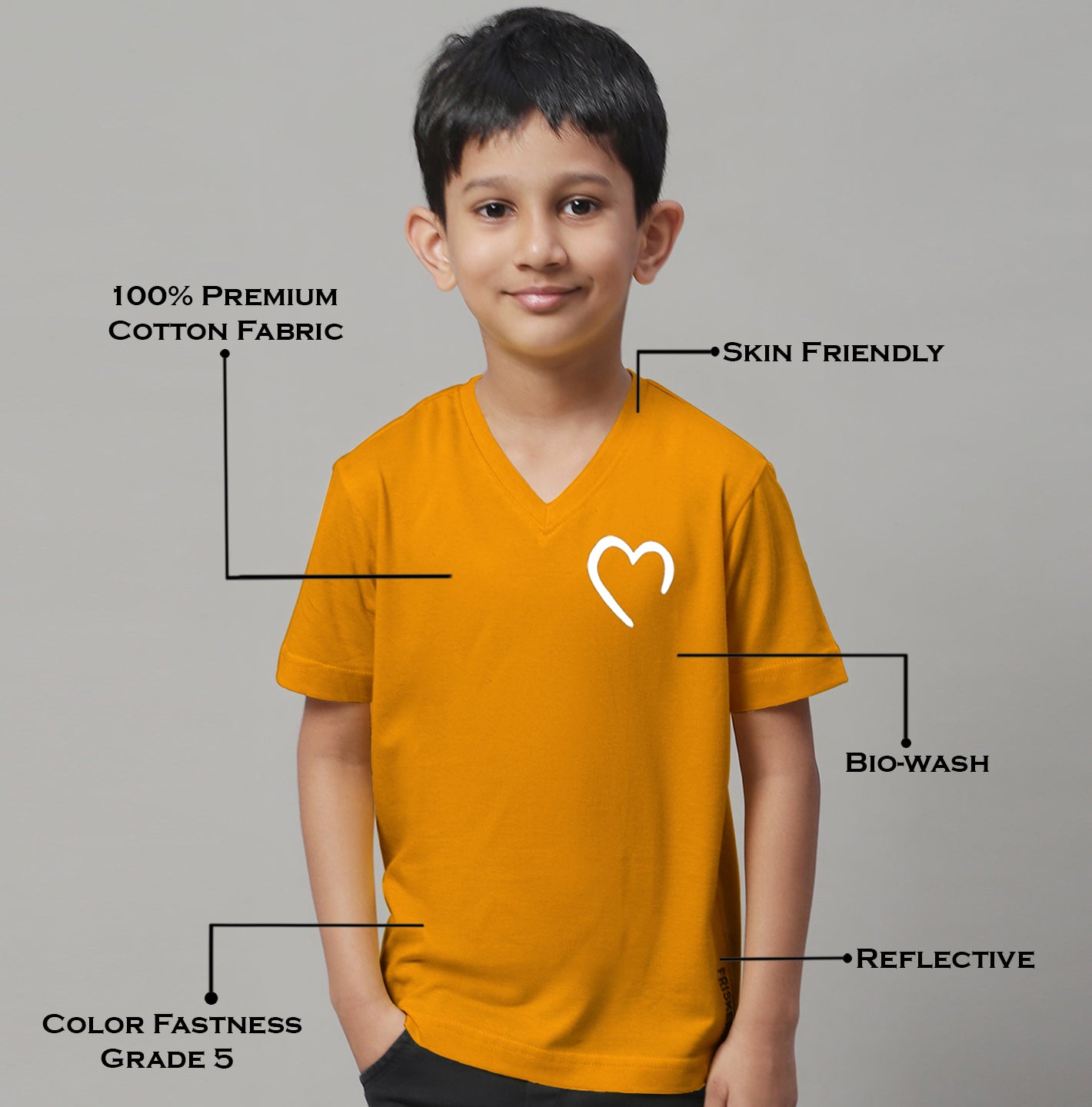 Boys Heart Half Sleeves Printed T-Shirt - Friskers