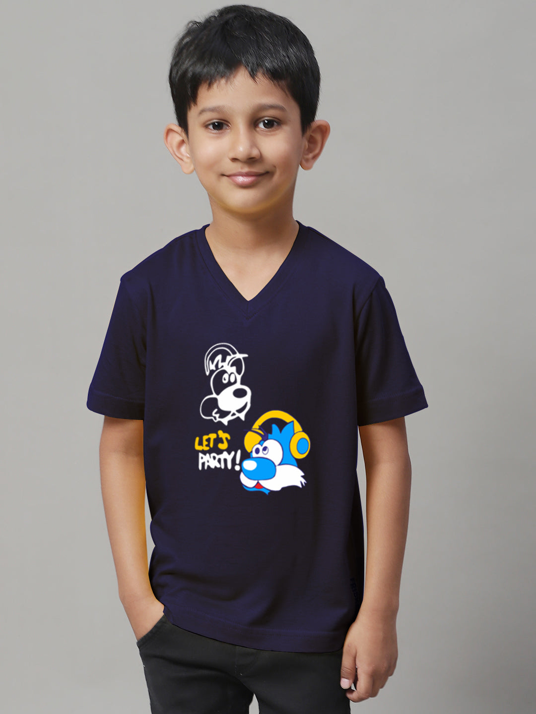 Boys Lets Party Half Sleeves Printed T-Shirt - Friskers