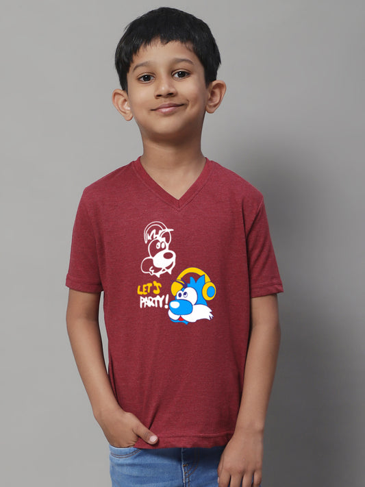 Boys Lets Party Half Sleeves Printed T-Shirt - Friskers