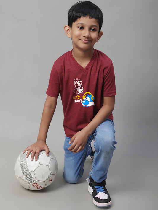 Boys Lets Party Half Sleeves Printed T-Shirt - Friskers