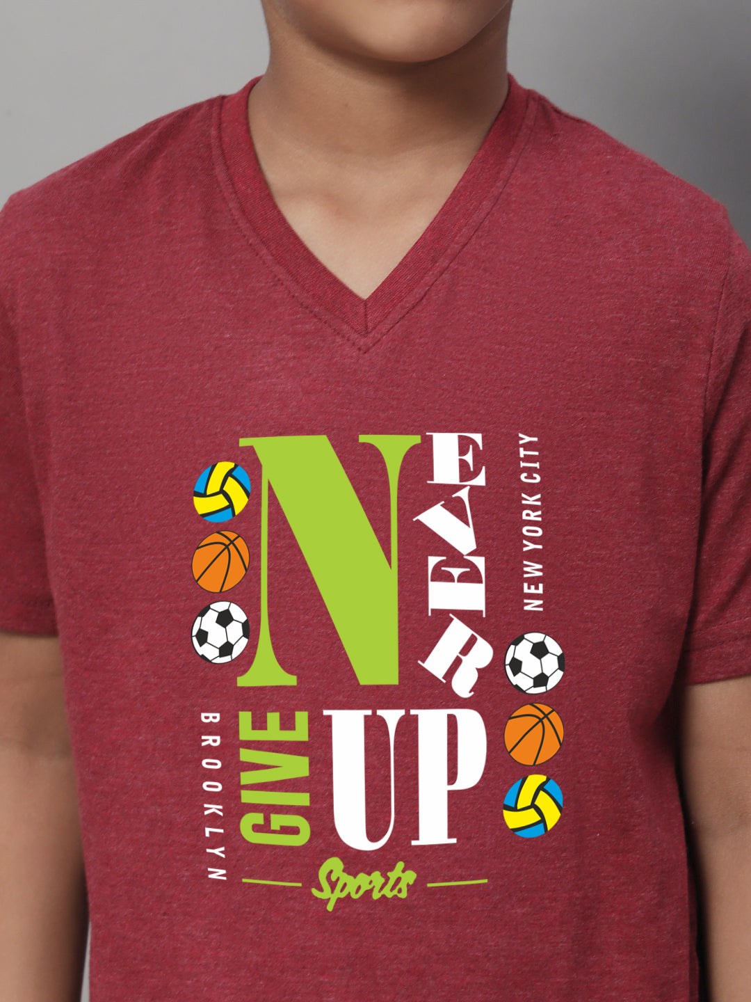 Boys Never Giveup Half Sleeves Printed T-Shirt - Friskers