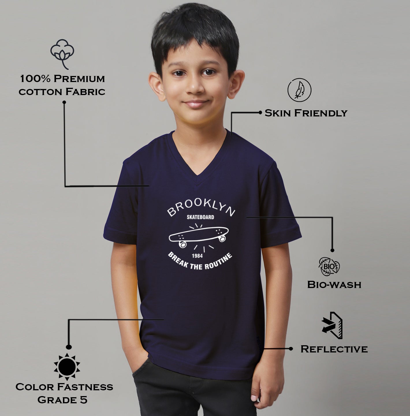 Boys Brooklyn Half Sleeves Printed T-Shirt - Friskers