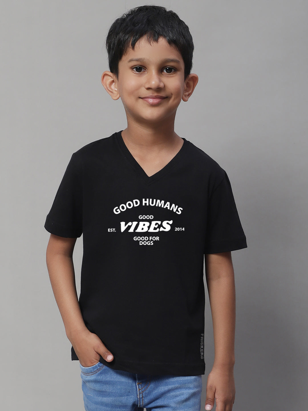 Boys Good Vibes Half Sleeves Printed T-Shirt - Friskers