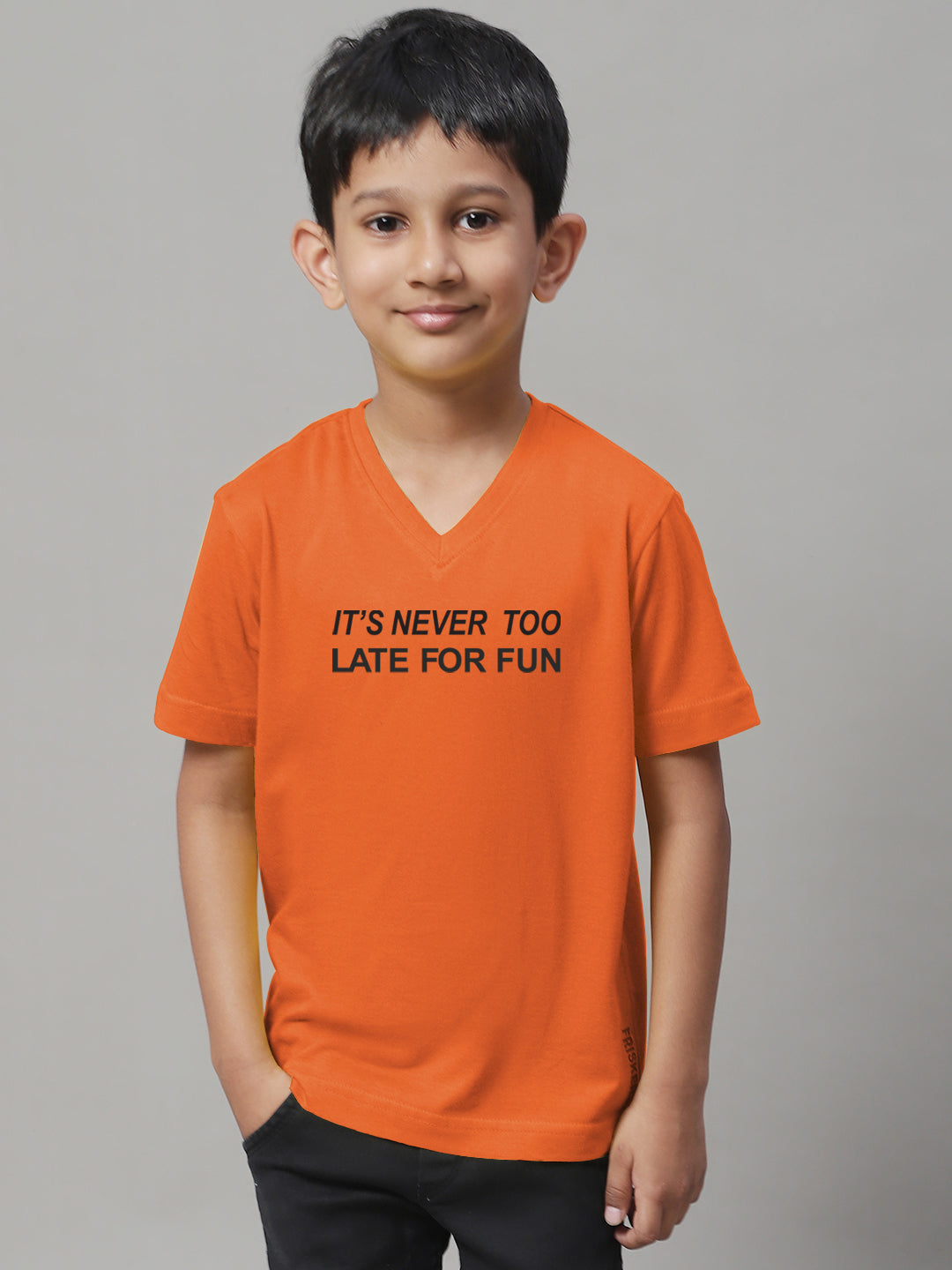 Boys Its Never Too Late For Fun Half Sleeves Printed T-Shirt - Friskers