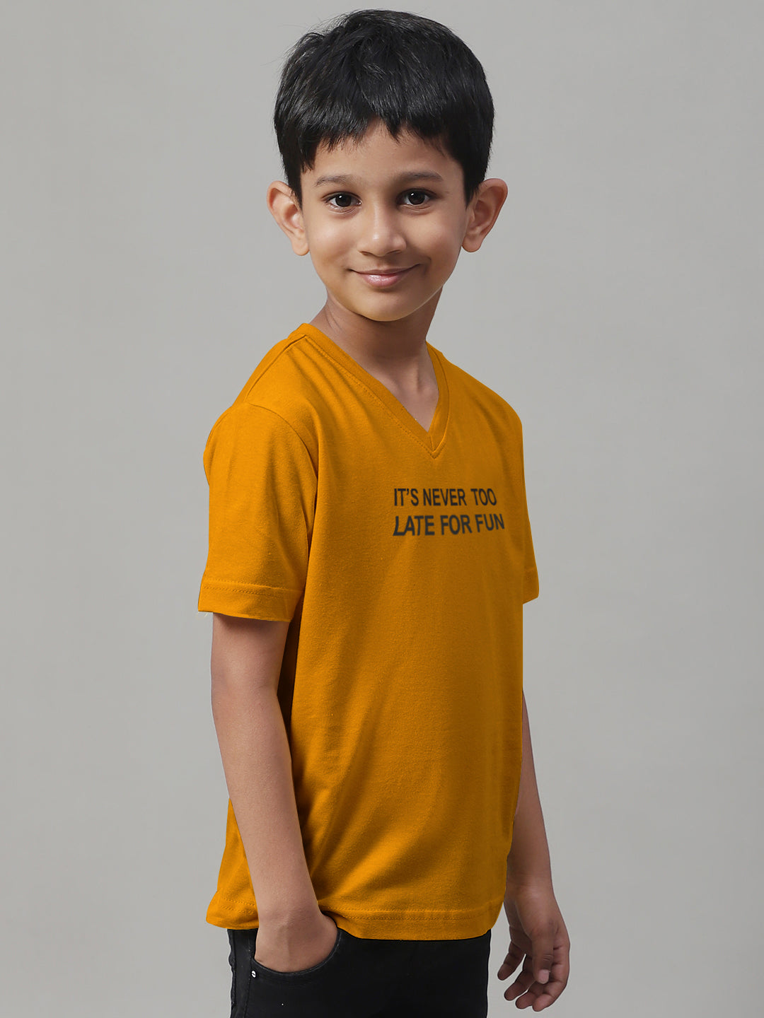 Boys Its Never Too Late For Fun Half Sleeves Printed T-Shirt - Friskers