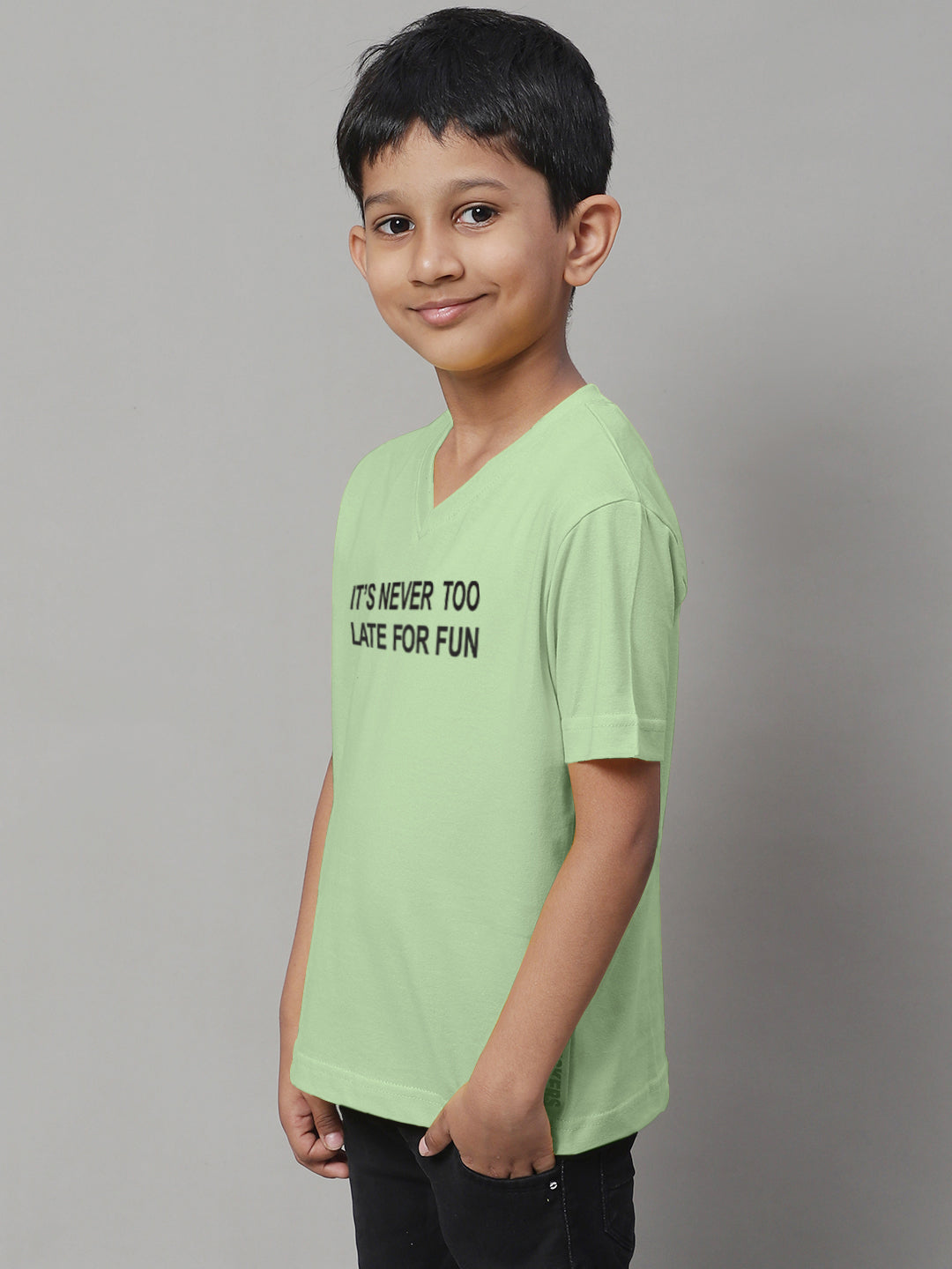 Boys Its Never Too Late For Fun Half Sleeves Printed T-Shirt - Friskers