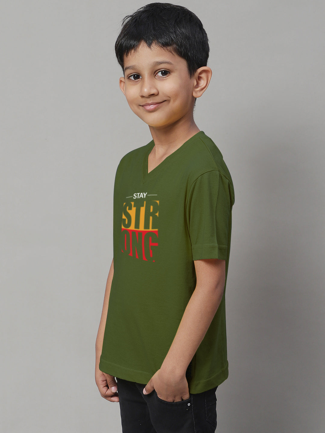 Boys Strong Half Sleeves Printed T-Shirt - Friskers