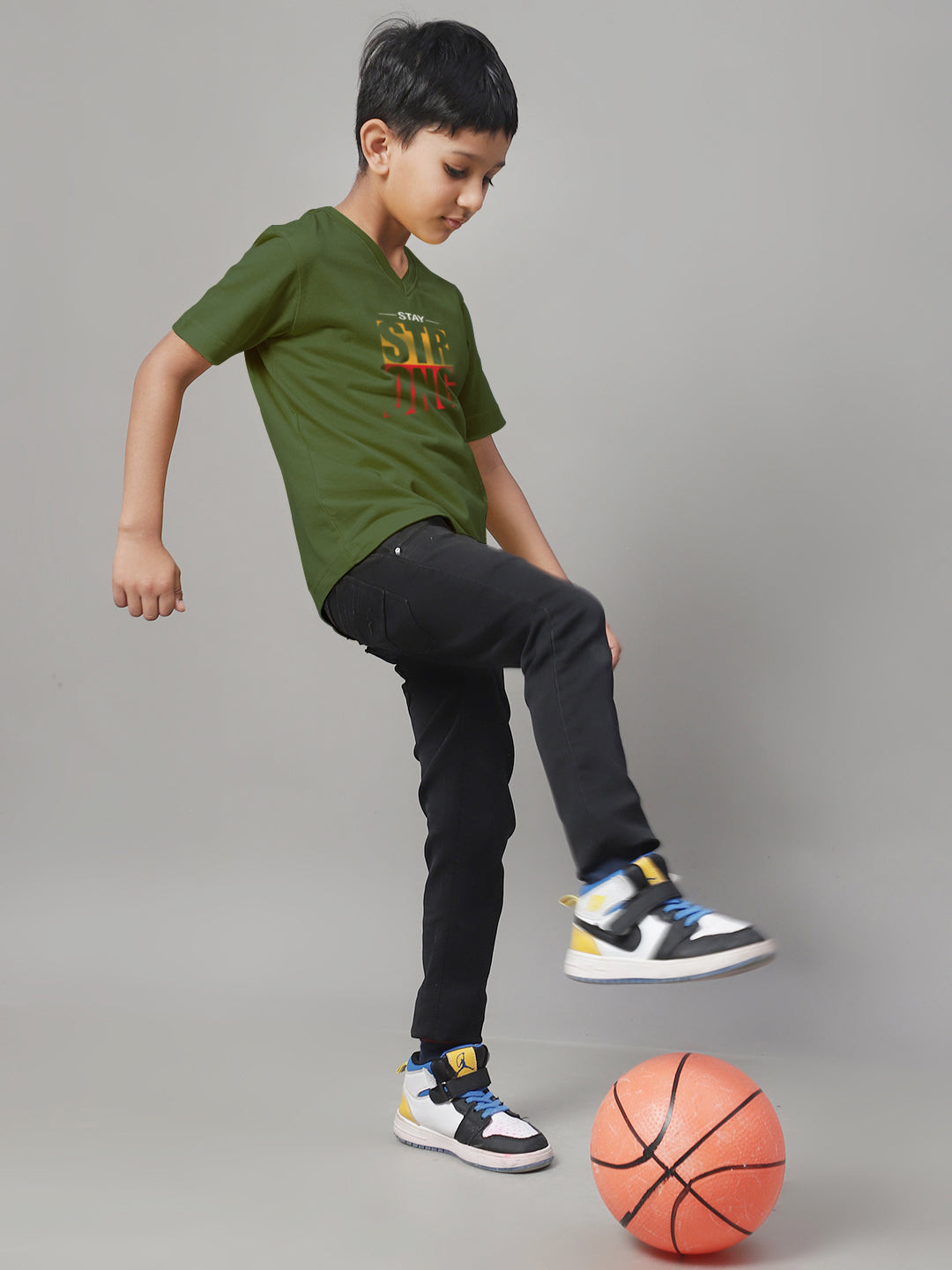Boys Strong Half Sleeves Printed T-Shirt - Friskers