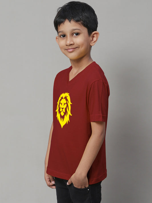 Boys Lion Half Sleeves Printed T-Shirt - Friskers