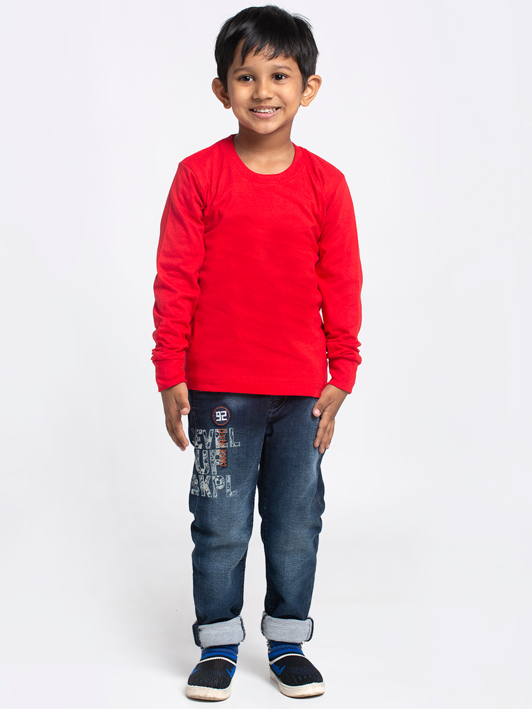 Boys Solid Pure Cotton Regular Fit T-Shirt - Friskers