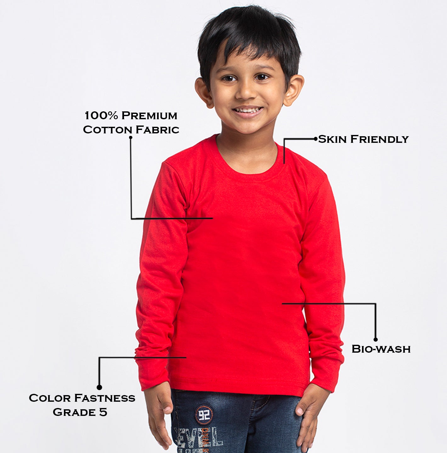 Boys Solid Pure Cotton Regular Fit T-Shirt - Friskers