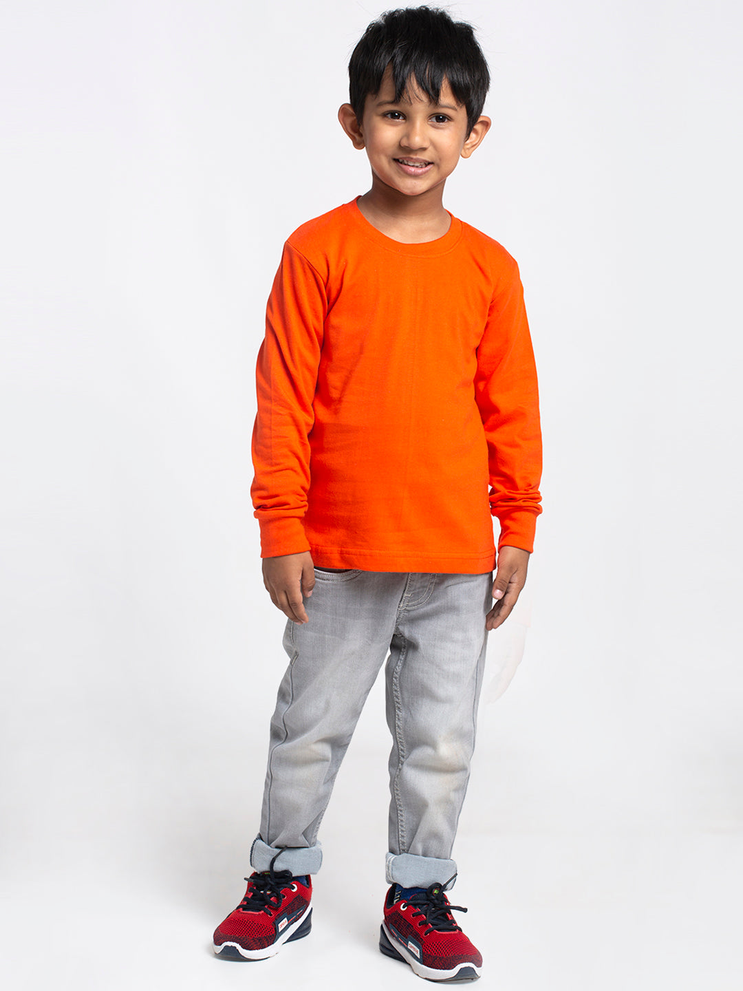 Boys Solid Pure Cotton Regular Fit T-Shirt - Friskers