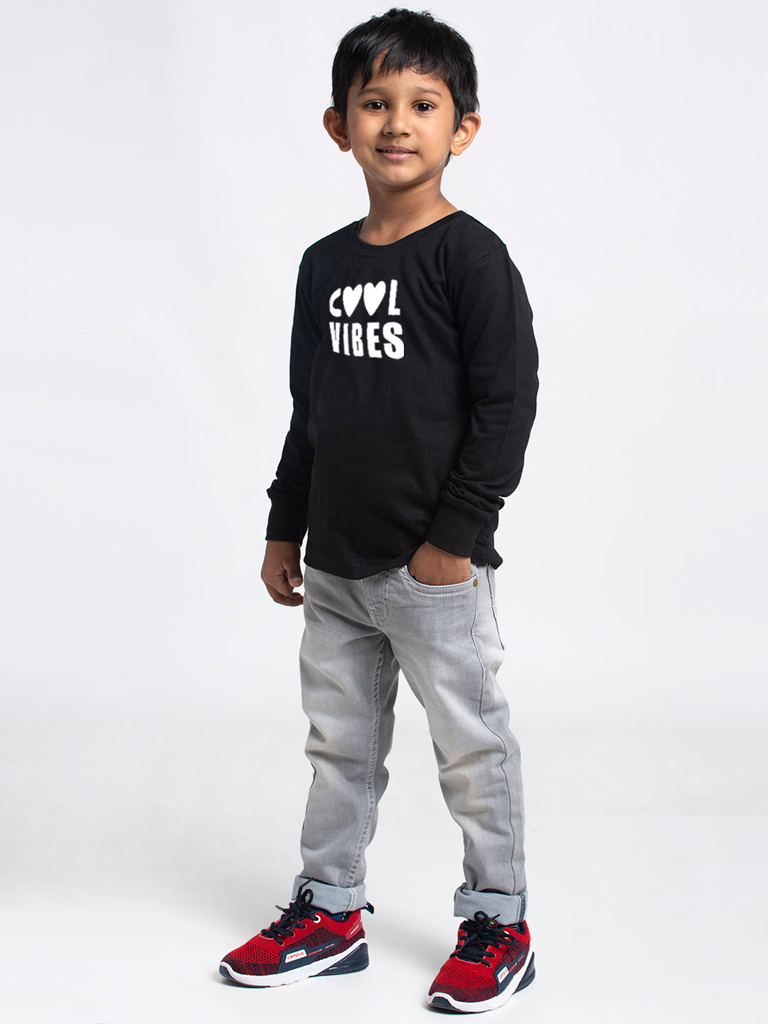 Kids Cool Vibes printed full sleeves t-shirt - Friskers