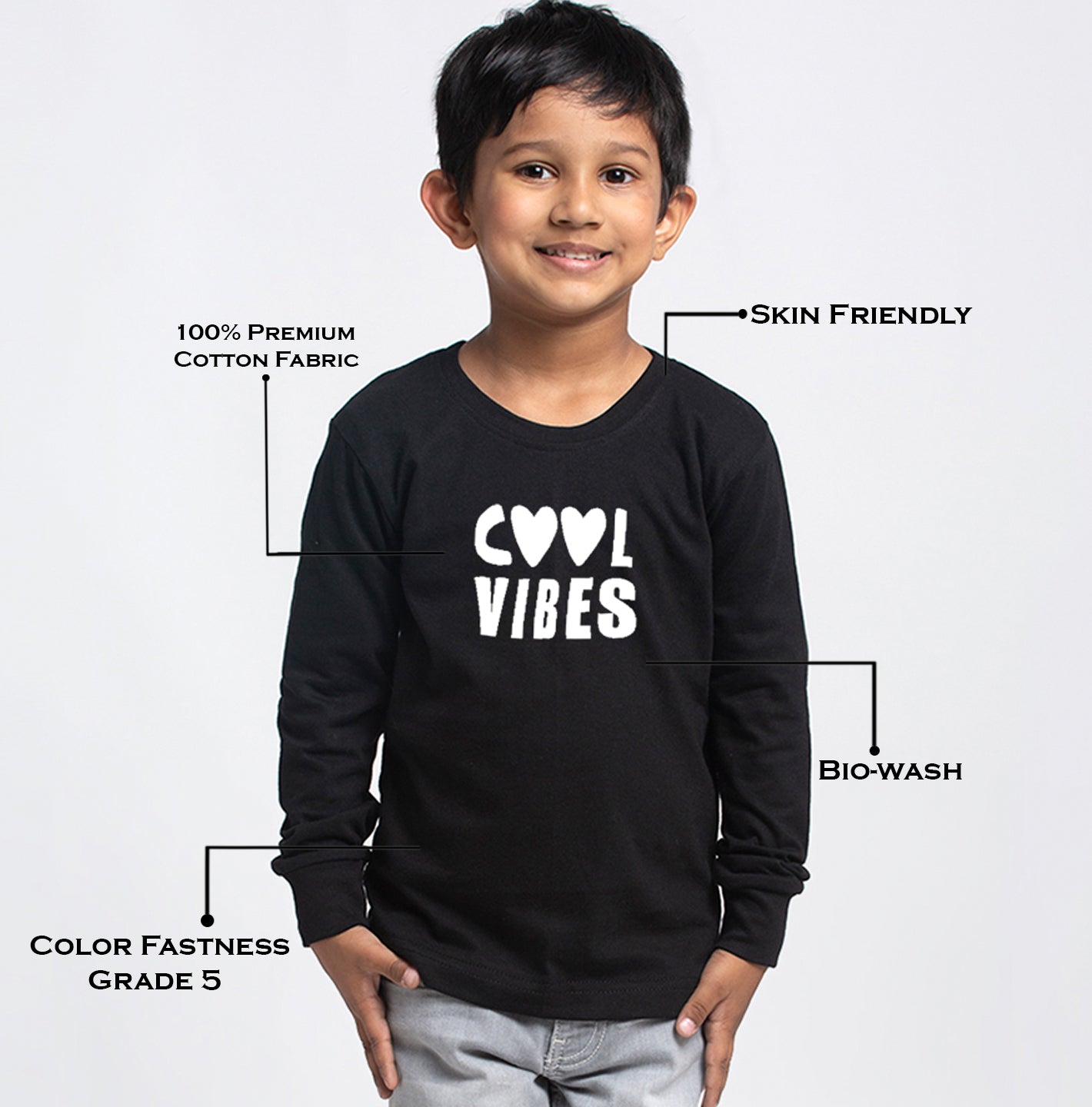 Kids Cool Vibes printed full sleeves t-shirt - Friskers