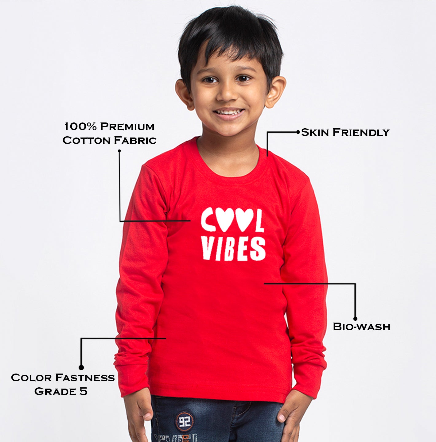 Kids Cool Vibes printed full sleeves t-shirt - Friskers