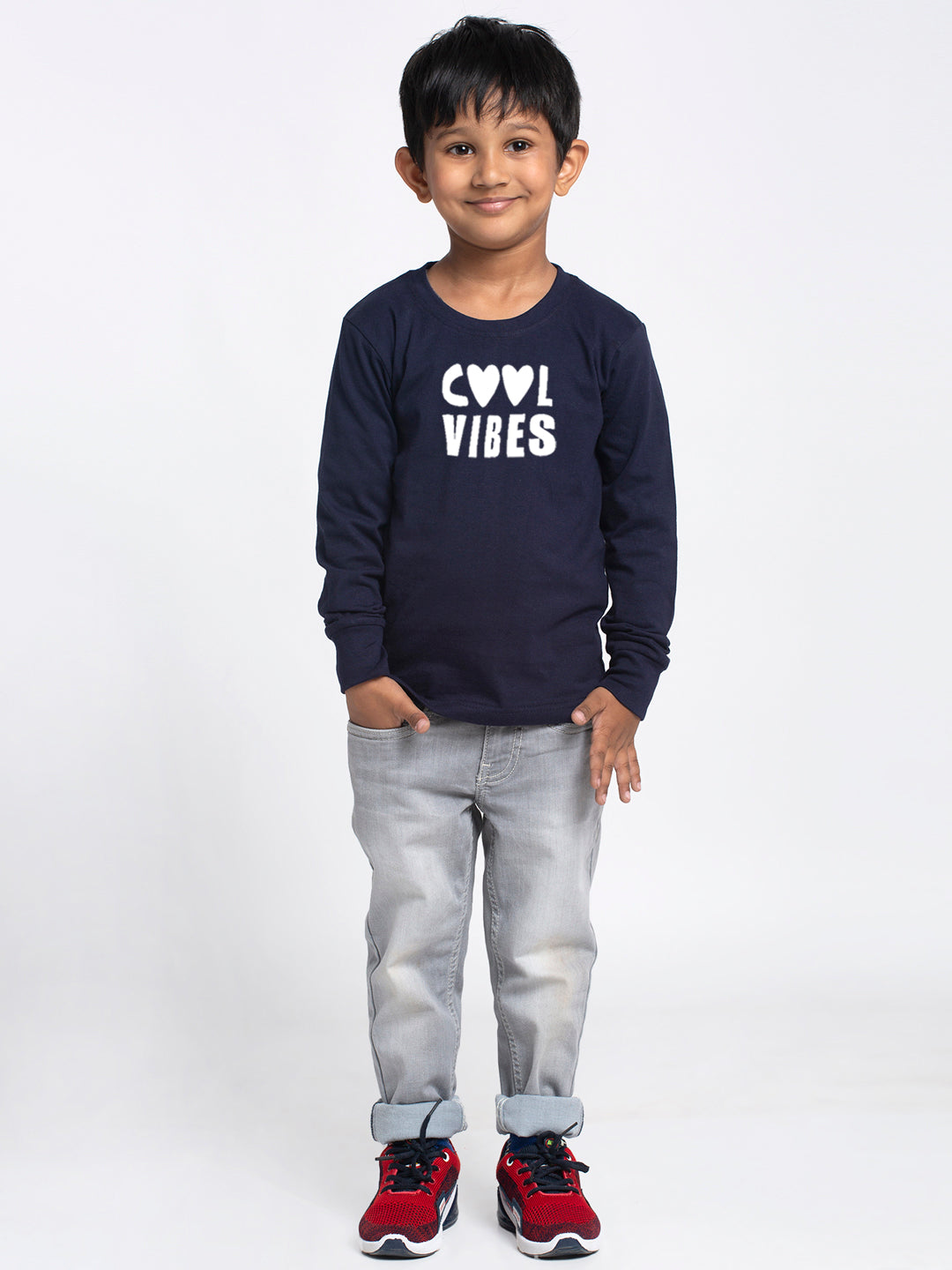 Kids Cool Vibes printed full sleeves t-shirt - Friskers