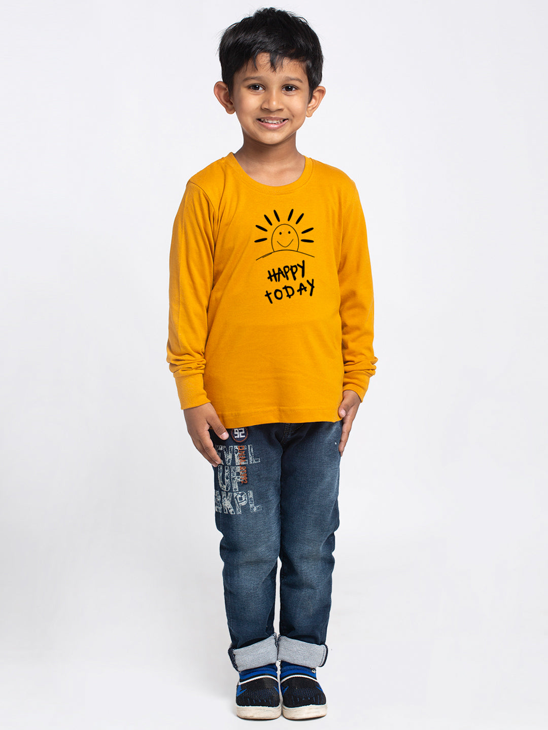 Kids Happy Day printed full sleeves t-shirt - Friskers