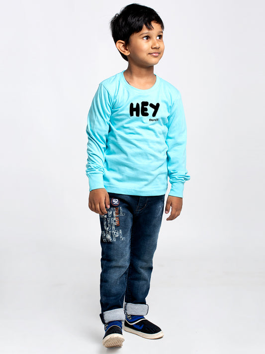 Kids Hey printed full sleeves t-shirt - Friskers