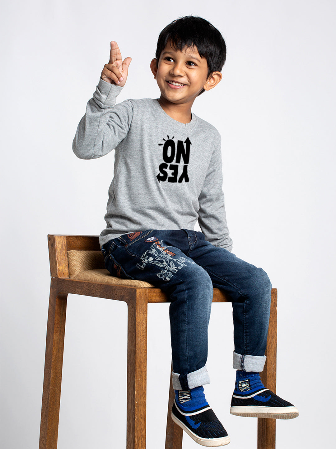 Kids No Yes printed full sleeves t-shirt - Friskers