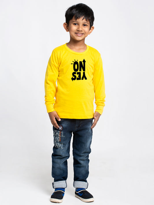 Kids No Yes printed full sleeves t-shirt - Friskers