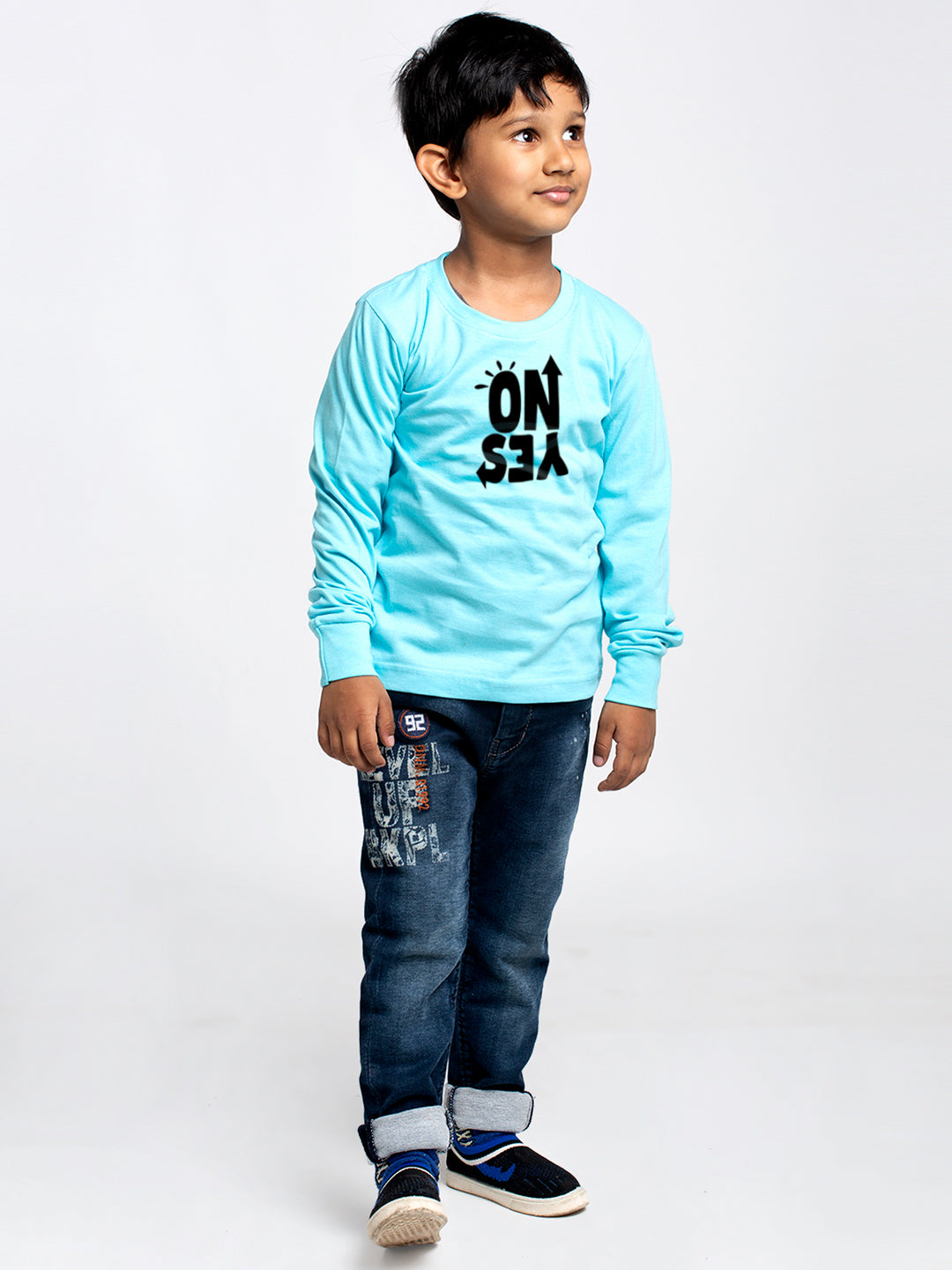 Kids No Yes printed full sleeves t-shirt - Friskers