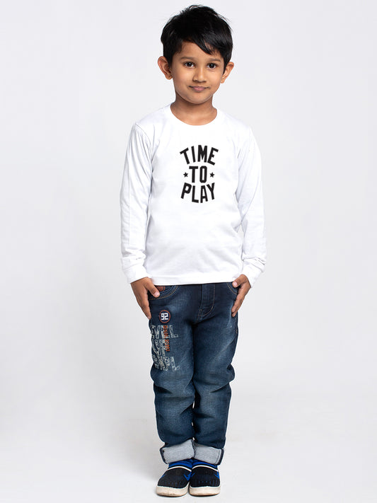 Kids Time To Play printed full sleeves t-shirt - Friskers