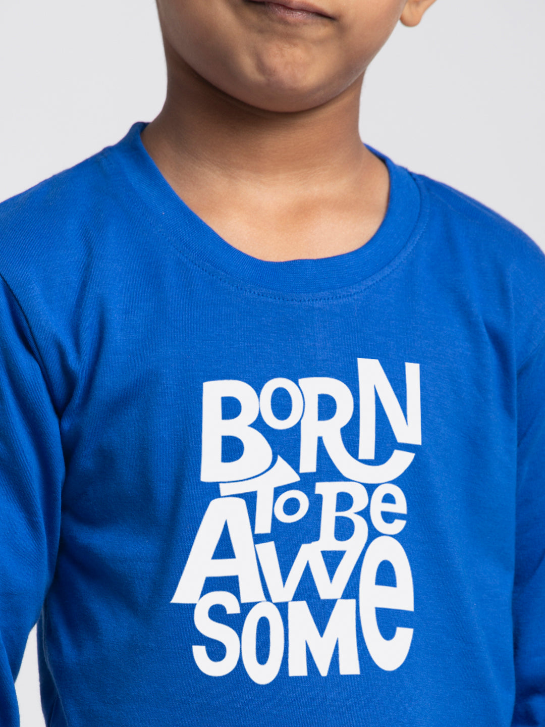 Kids Born To Be Awesome printed full sleeves t-shirt - Friskers