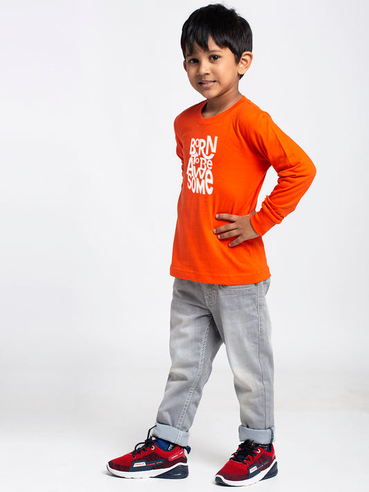 Kids Born To Be Awesome printed full sleeves t-shirt - Friskers