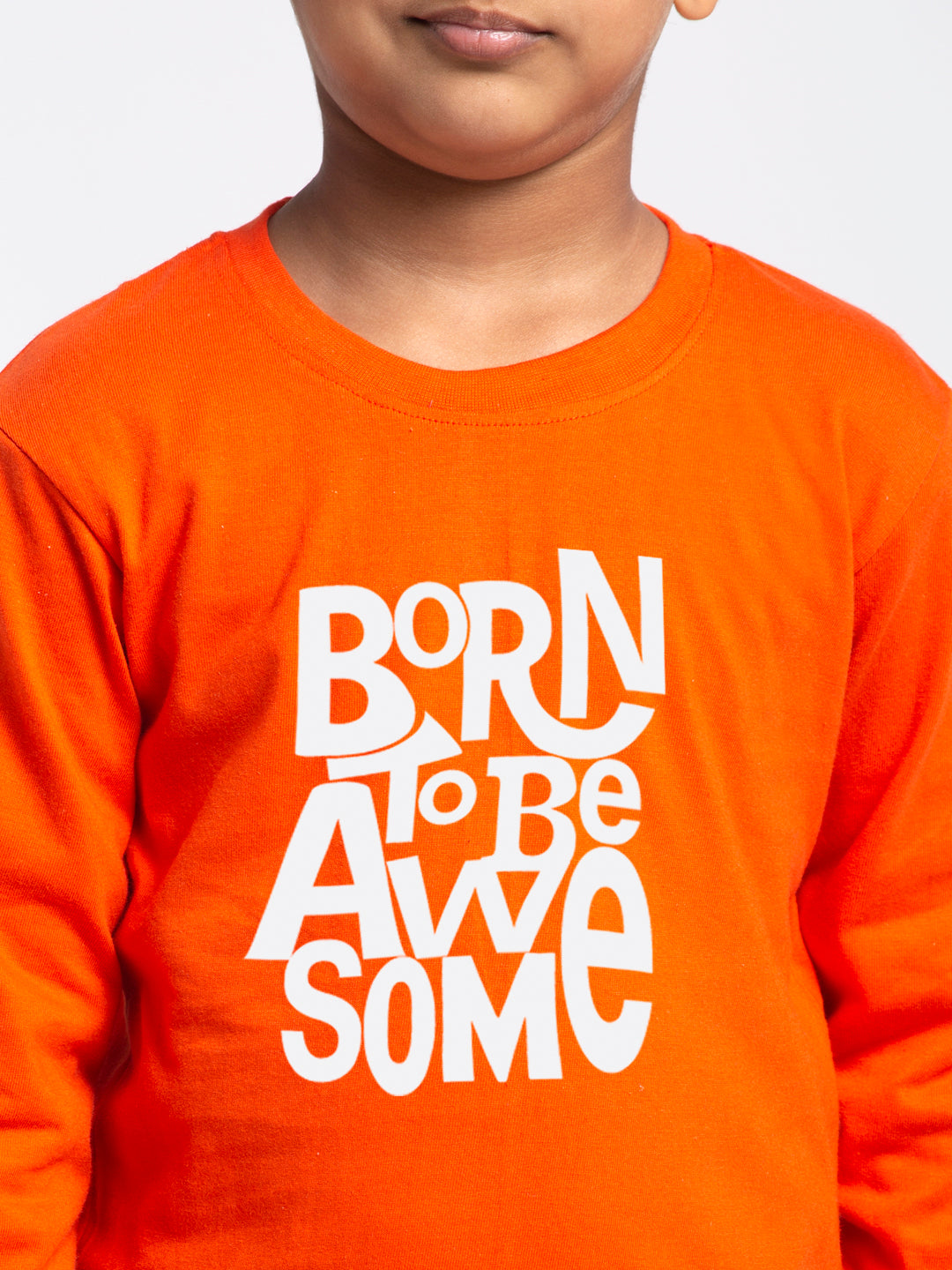 Kids Born To Be Awesome printed full sleeves t-shirt - Friskers